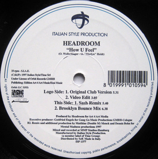 Headroom* : How U Feel (12")