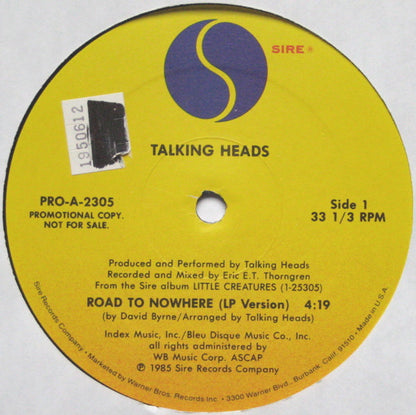 Talking Heads : Road To Nowhere (12", Promo)