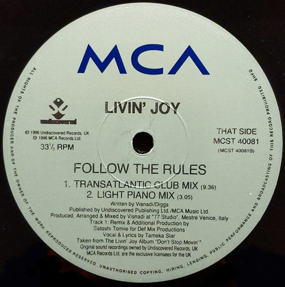 Livin' Joy : Follow The Rules (12")