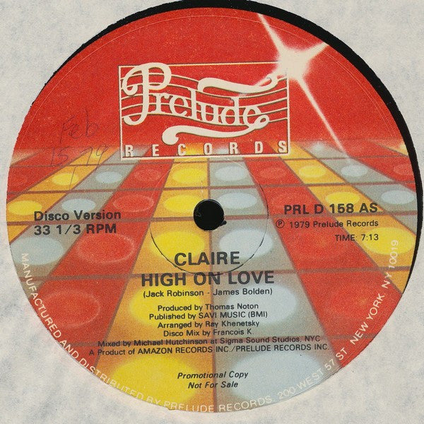 Claire* : High On Love (12", Promo)