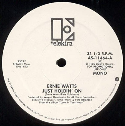 Ernie Watts : Just Holdin' On (12", Mono, Promo)