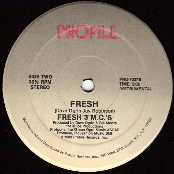 Fresh 3 M.C.'s* : Fresh (12")