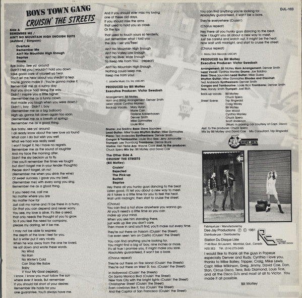 Boys Town Gang : Cruisin' The Streets (12")