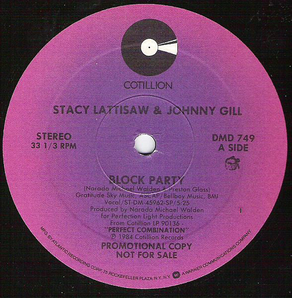 Stacy Lattisaw & Johnny Gill : Block Party (12", Maxi, Promo)