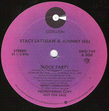 Stacy Lattisaw & Johnny Gill : Block Party (12", Maxi, Promo)