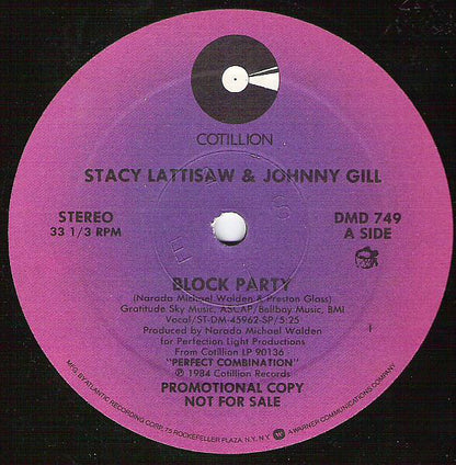 Stacy Lattisaw & Johnny Gill : Block Party (12", Maxi, Promo)