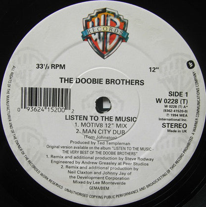 The Doobie Brothers : Listen To The Music (12", Single)