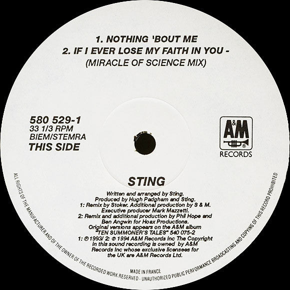 Sting : Nothing 'Bout Me (12", Single)