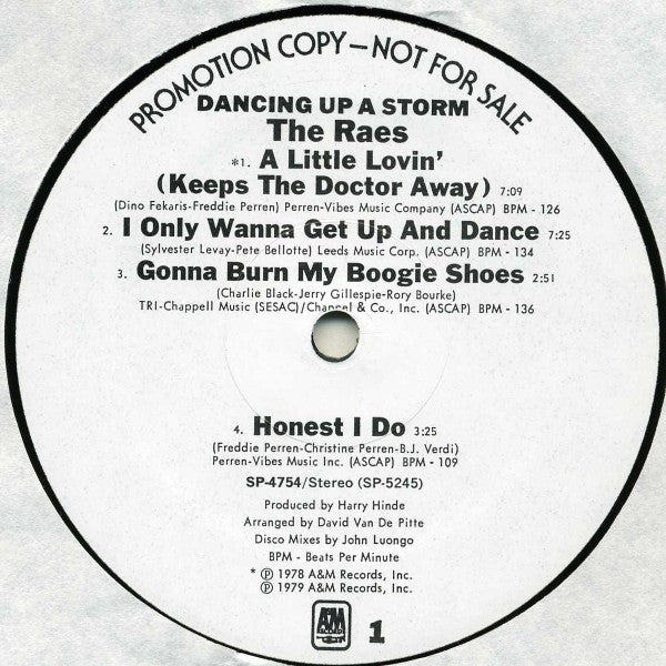 The Raes : Dancing Up A Storm (LP, Album, Promo)