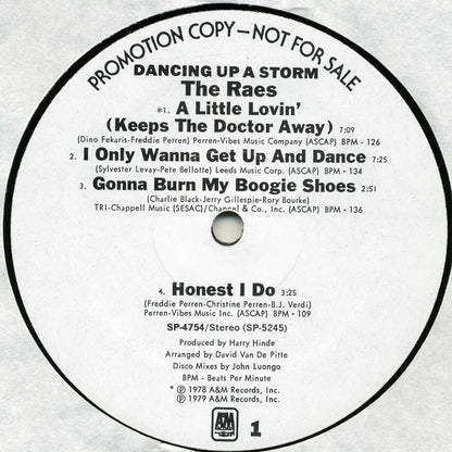 The Raes : Dancing Up A Storm (LP, Album, Promo)