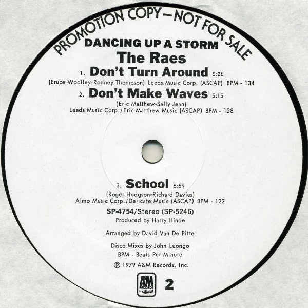 The Raes : Dancing Up A Storm (LP, Album, Promo)