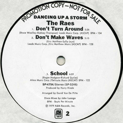 The Raes : Dancing Up A Storm (LP, Album, Promo)