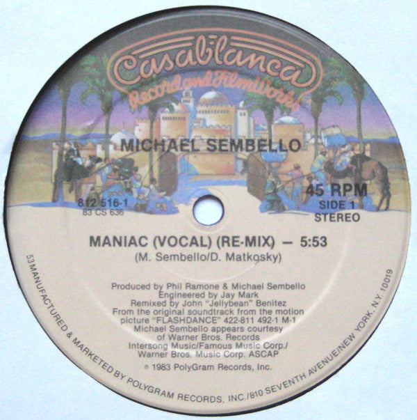 Michael Sembello : Maniac (12", Single, 53 )