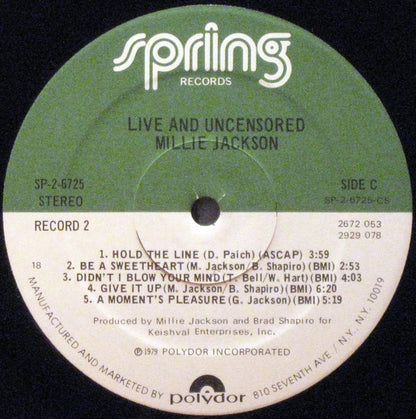 Millie Jackson : Live And Uncensored (2xLP, Album, Pre)