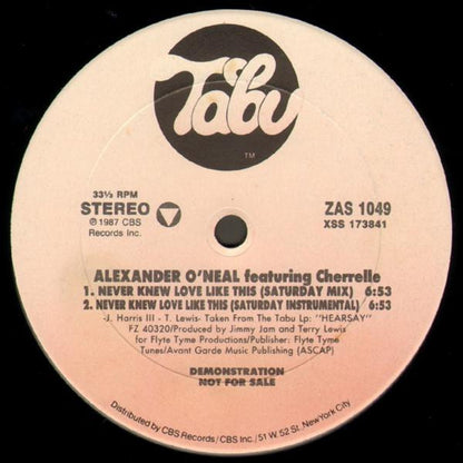 Alexander O'Neal Featuring Cherrelle : Never Knew Love Like This (1988 Re-Mixes) (12", Promo)