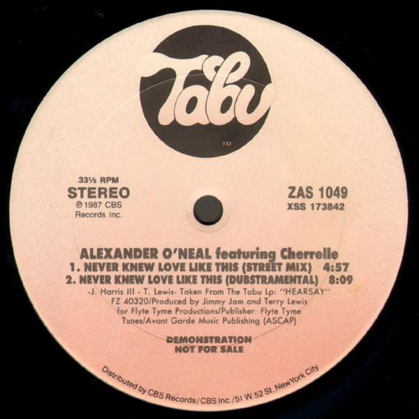 Alexander O'Neal Featuring Cherrelle : Never Knew Love Like This (1988 Re-Mixes) (12", Promo)