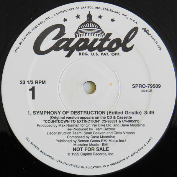 Megadeth : Symphony... (12", Single, Promo)