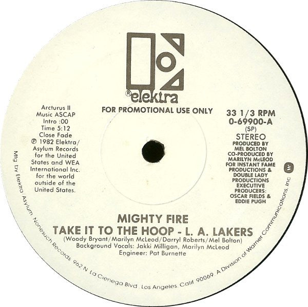 Mighty Fire : Take It To The Hoop - L.A. Lakers / Love Fuzz (12", Promo)