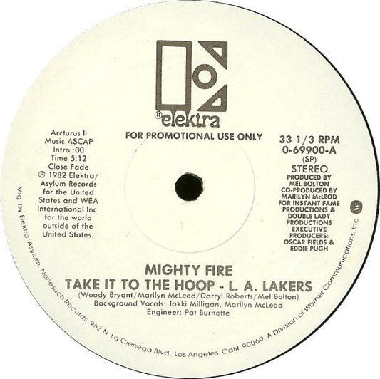 Mighty Fire : Take It To The Hoop - L.A. Lakers / Love Fuzz (12", Promo)