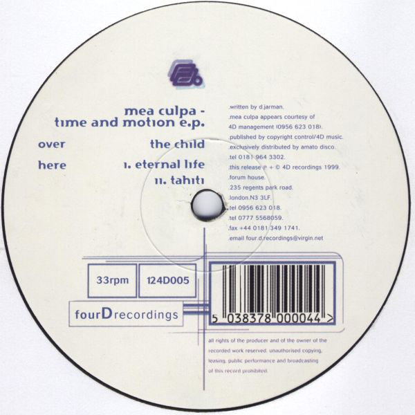 Mea Culpa : Time And Motion E.P. (12", EP)