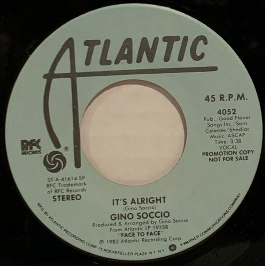 Gino Soccio : It's Alright (7", Mono, Promo, SP)