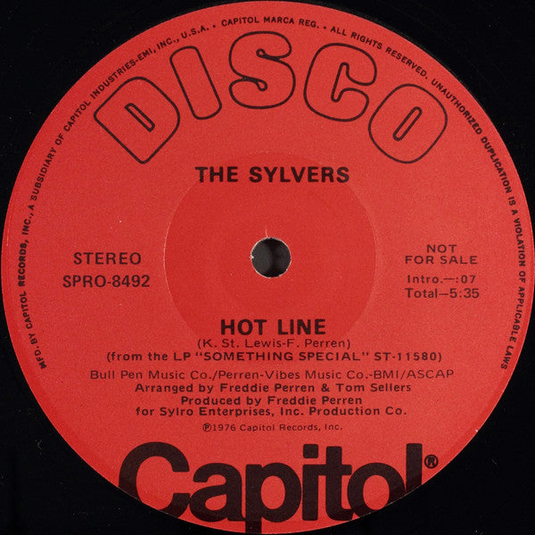 The Sylvers : Hot Line (12", Mono, Promo)