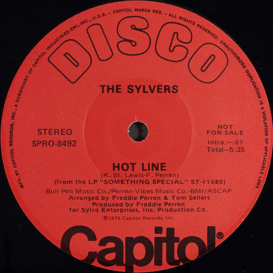 The Sylvers : Hot Line (12", Mono, Promo)