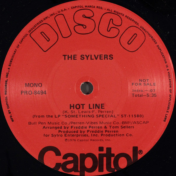 The Sylvers : Hot Line (12", Mono, Promo)