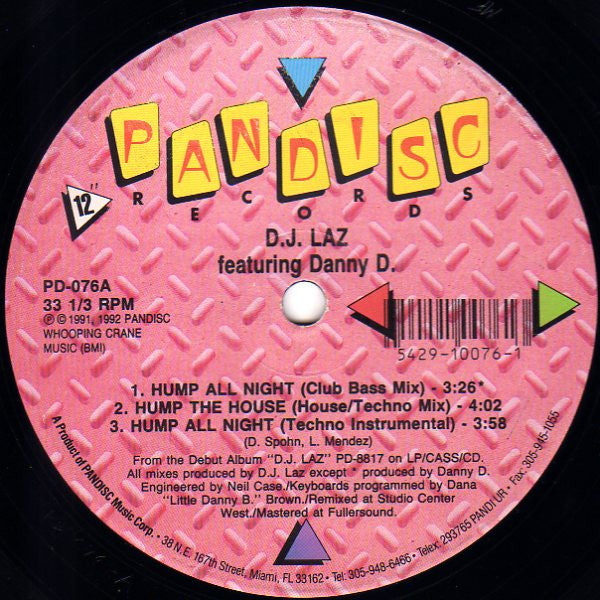 DJ Laz Featuring Danny D (2) : Hump All Night B/W Moments In Bass (12", Maxi)
