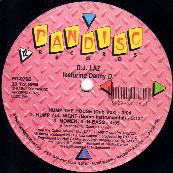 DJ Laz Featuring Danny D (2) : Hump All Night B/W Moments In Bass (12", Maxi)