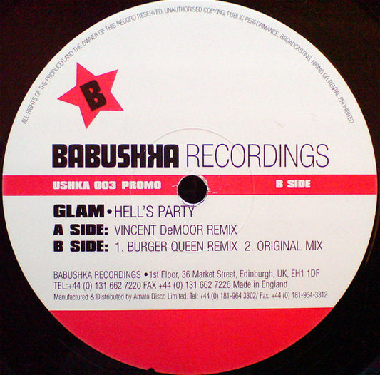 Glam : Hell's Party (12", Promo)