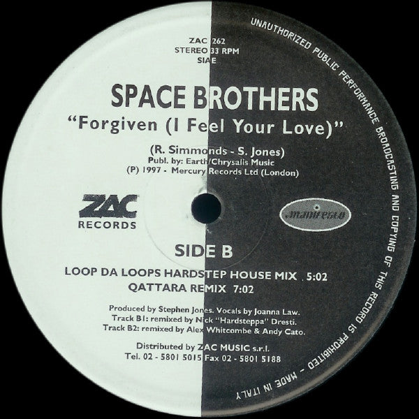 The Space Brothers : Forgiven (I Feel Your Love) (12")