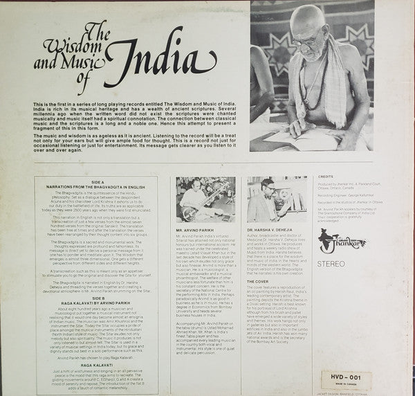 Harsha Dehejia*, Arvind Parikh : The Wisdom And Music Of India 1 (LP, Album)