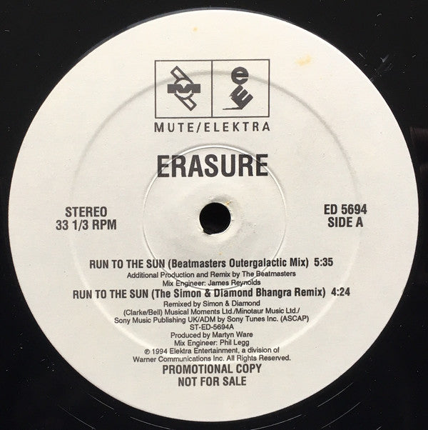 Erasure : Run To The Sun (12", Promo)