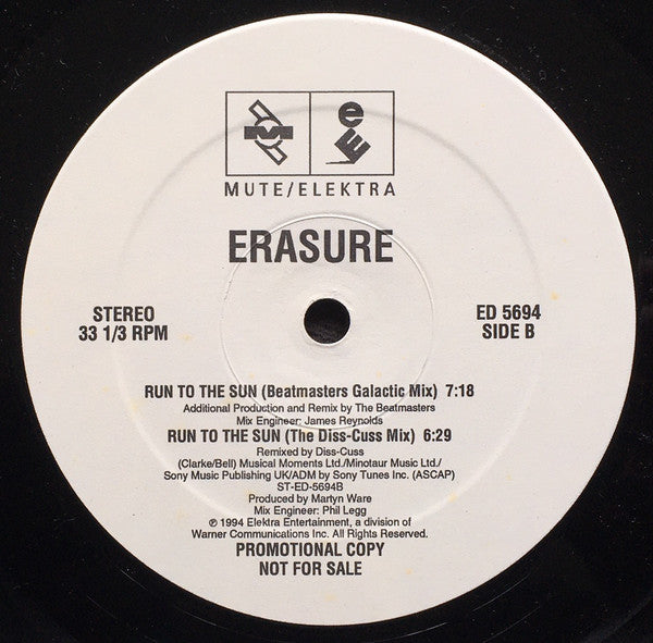 Erasure : Run To The Sun (12", Promo)