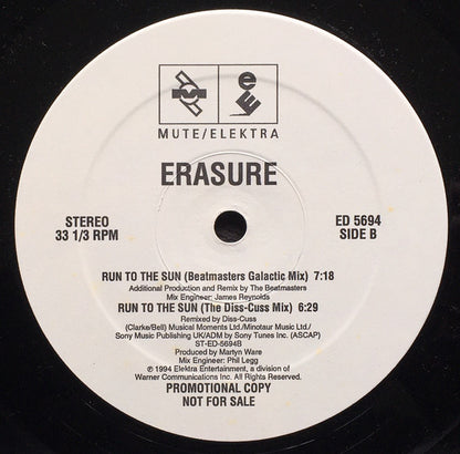 Erasure : Run To The Sun (12", Promo)