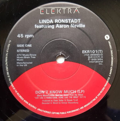Linda Ronstadt Featuring Aaron Neville : Don't Know Much (12", Single)