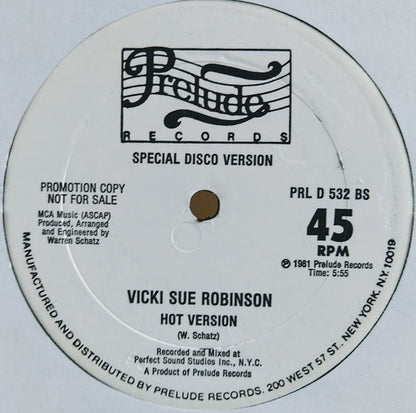 Vicki Sue Robinson : Hot Summer Night (Special Disco Version)  (12", Promo)