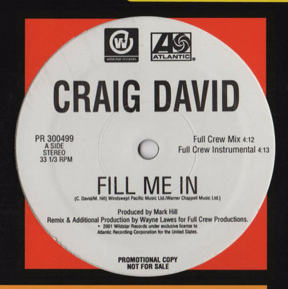 Craig David : Fill Me In (12", Promo)