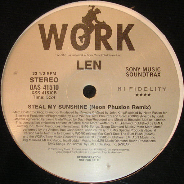 Len : Steal My Sunshine (Remixes) (12", Promo)