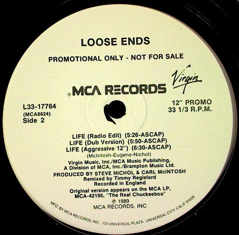 Loose Ends : Life (12", Single, Promo, Pin)