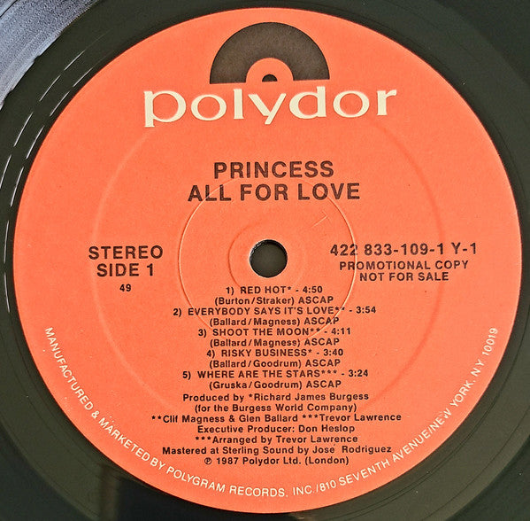 Princess : All For Love (LP, Album, Promo, 49)