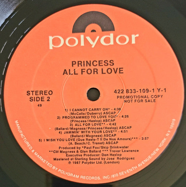 Princess : All For Love (LP, Album, Promo, 49)