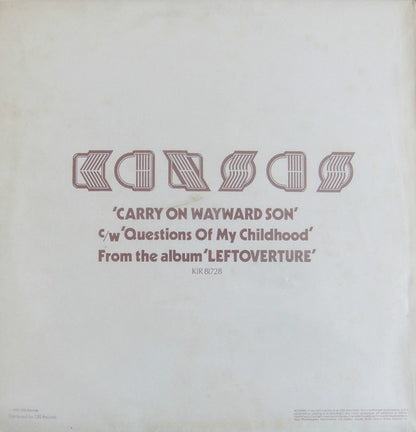 Kansas (2) : Carry On Wayward Son (12", Single, Ltd, RE)