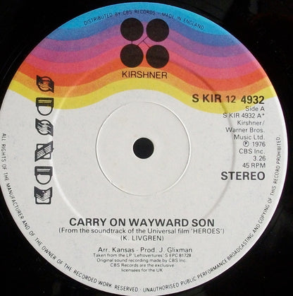 Kansas (2) : Carry On Wayward Son (12", Single, Ltd, RE)