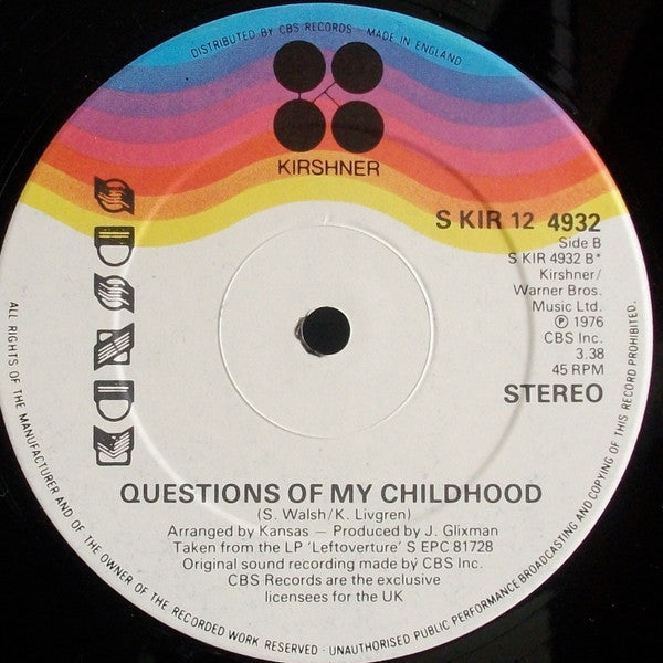 Kansas (2) : Carry On Wayward Son (12", Single, Ltd, RE)