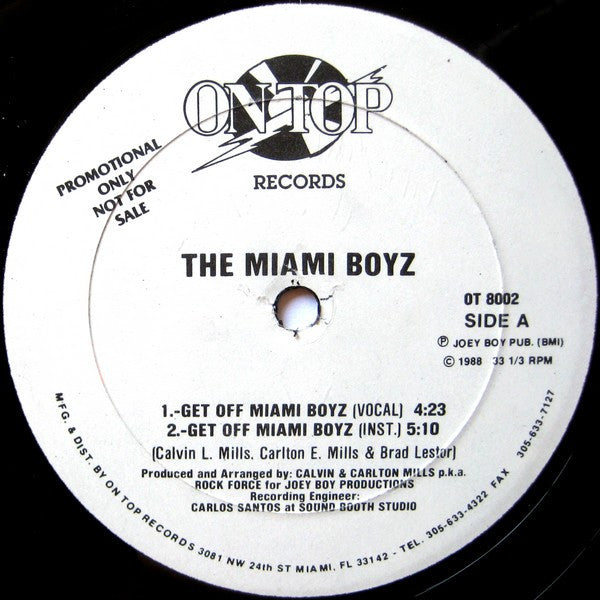 Miami Boyz : Get Off Miami Boyz (12", Promo)