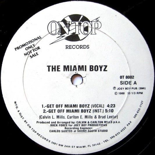 Miami Boyz : Get Off Miami Boyz (12", Promo)