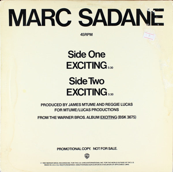 Marc Sadane : Exciting (12", Promo)