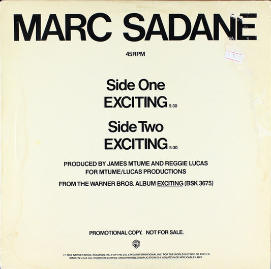 Marc Sadane : Exciting (12", Promo)